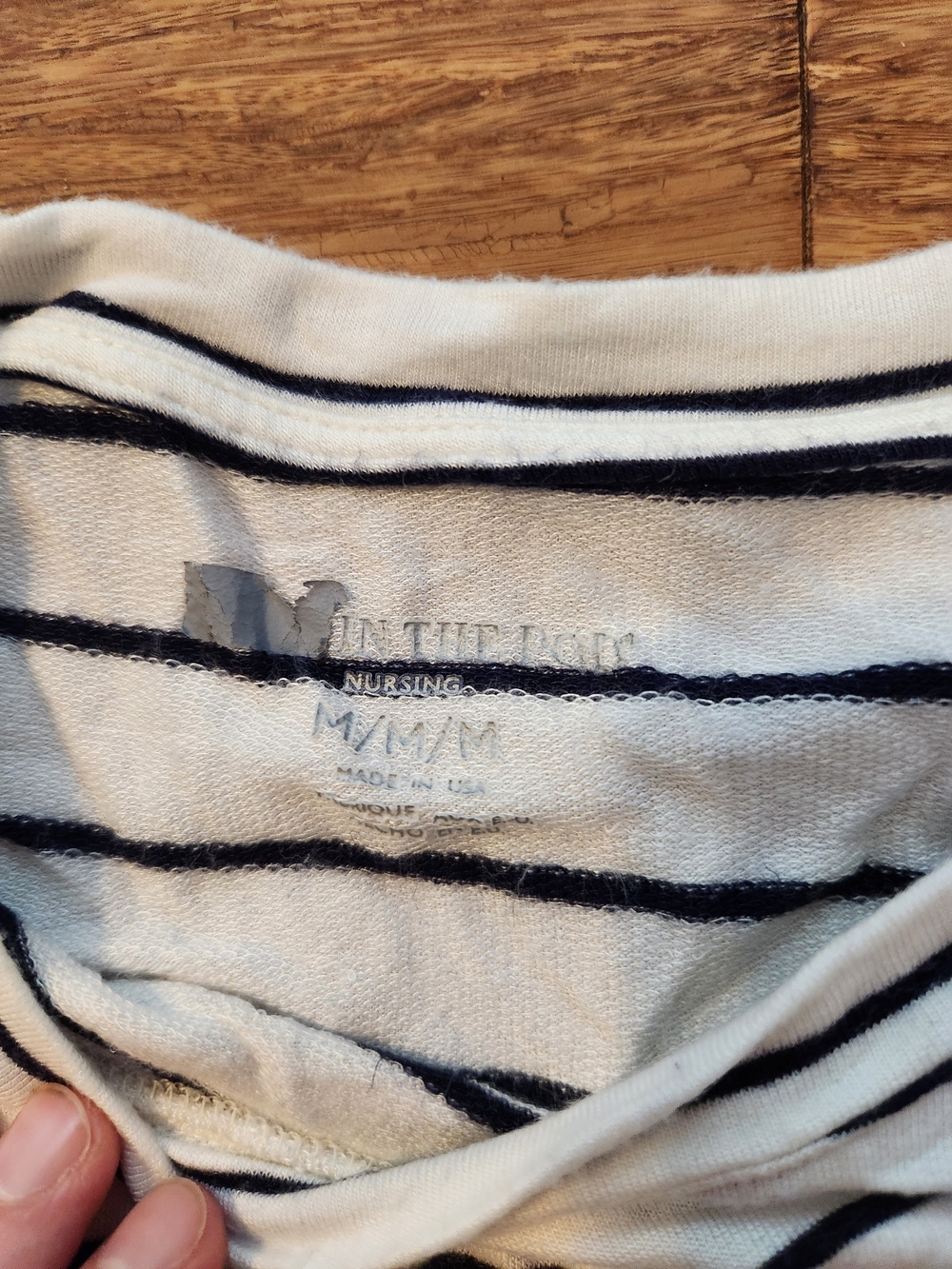Set Of 2 Maternity & Nursing Short Sleeve Shirts- Striped And Gray, Medium - Picture 5 of 5